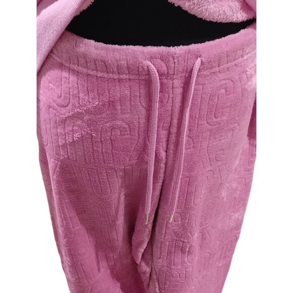 Juicy Couture Pink Fleece Sleepwear Set Size Medium Top & Bottom Pajamas - Picture 3 of 12